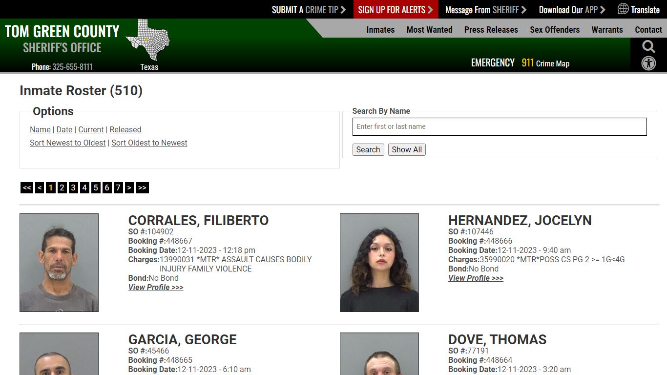Inmate Roster (500) - Tom Green County Sheriff
