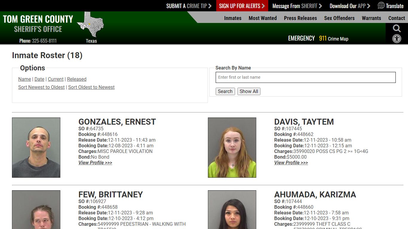 Inmate Roster (32) - Tom Green County Sheriff
